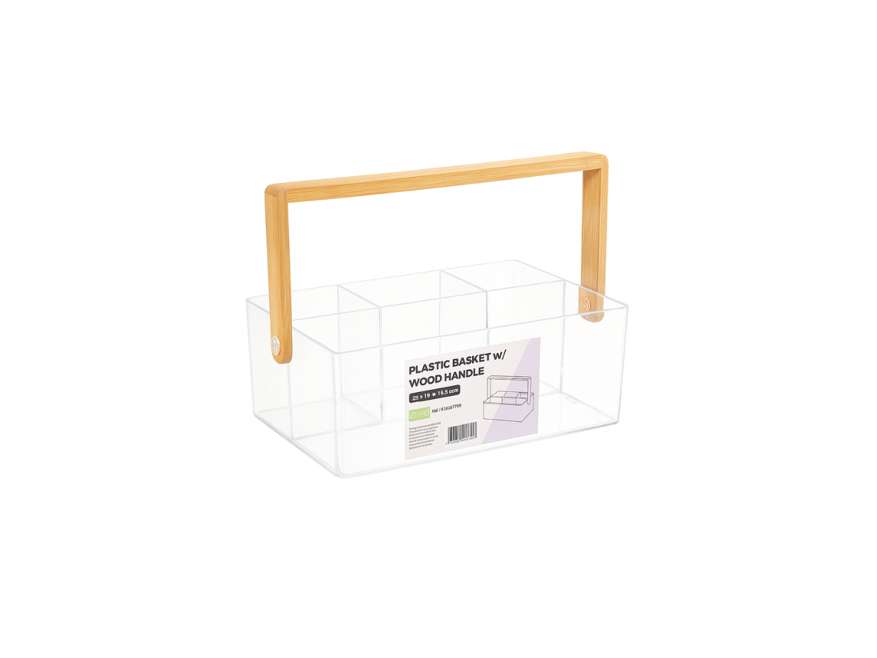 Plastic Basket With Wood Handle