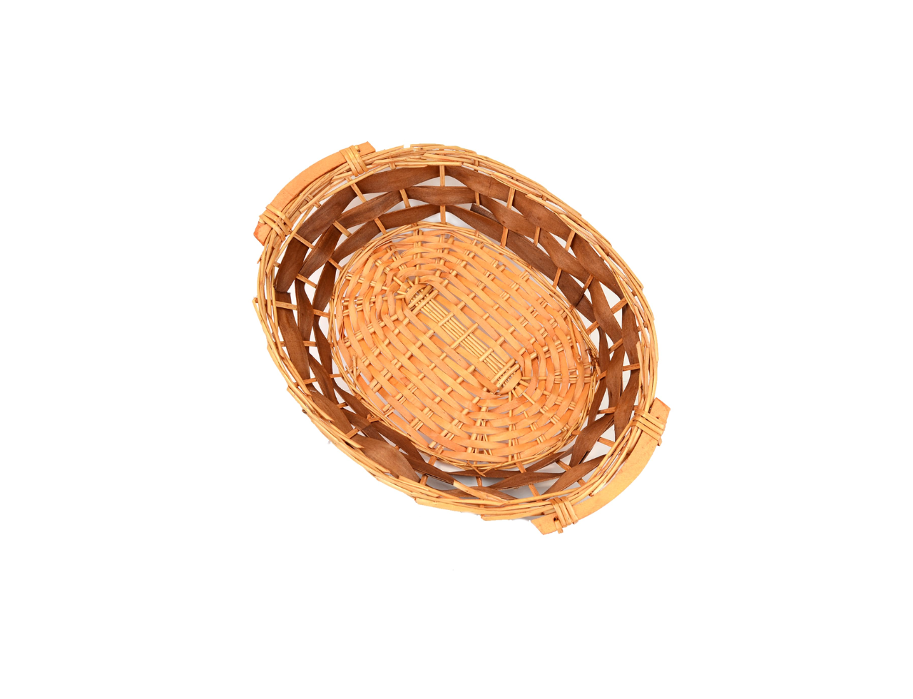 Honey & Brown Oval Wooden Willow Basket