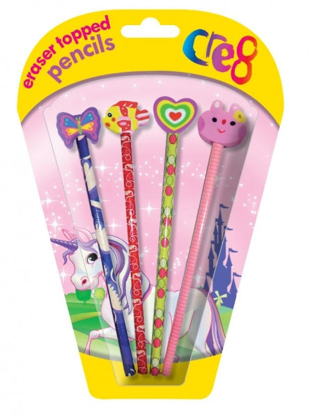 Girls Eraser With Pencil | Pack of 4
