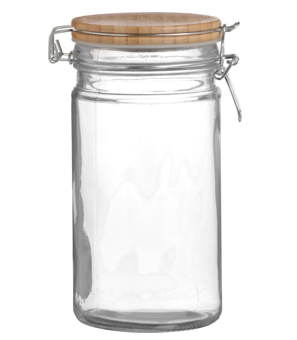 Airtight Glass Kitchen Jar with Bamboo Clip Lid -| 1L