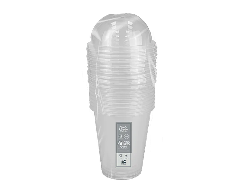 Drinking Cups with Dome Lids 355ml | 10pcs