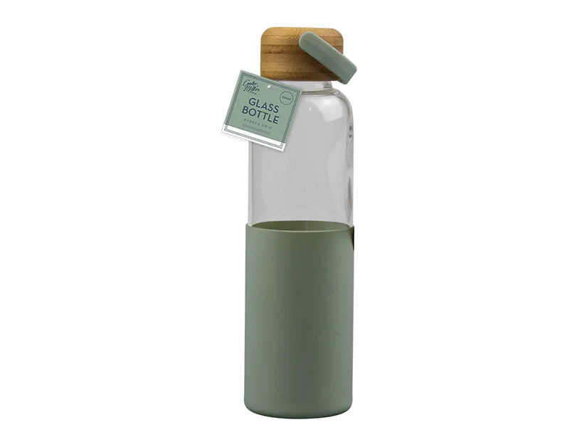 Natural Glass Water Bottle With Bamboo Lid | 500ml