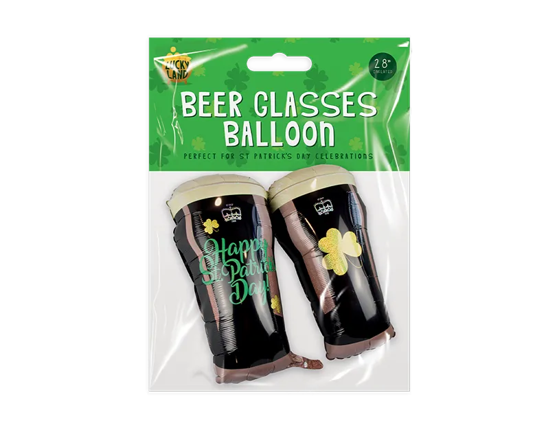 St Patrick's Day Beer Glasses Balloon 28"
