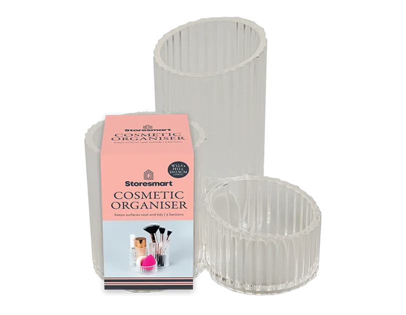 Ribbed 3 Section Cosmetic Organiser