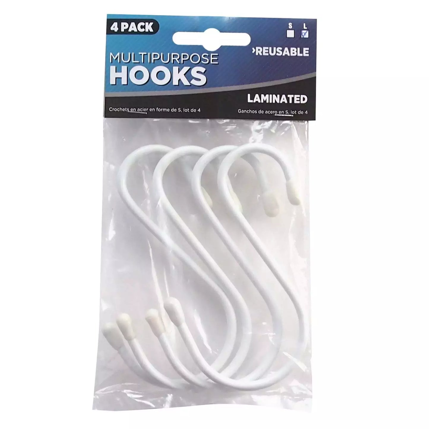 S-Shape Multipurpose Laminated Hooks | 4 Pack Small