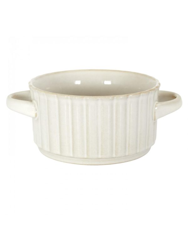 VLORA Stoneware soup bowl with handles D8.5 cm