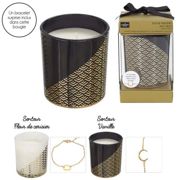 Scented candle gold pattern jewel surprise (8cm)