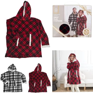 Plaid Sherpa Oversized Hoodie (Assorted Designs)