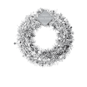 Silver Tinsel Christmas Wreath 28cm