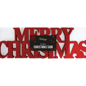 Red Merry Christmas Glitter Sign