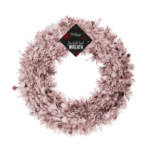 Rose Gold Tinsel Christmas Wreath 28cm