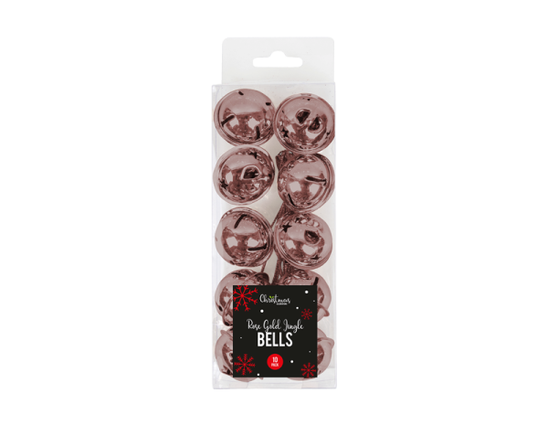 Rose Gold Christmas Jingle Bells (10 Pack)