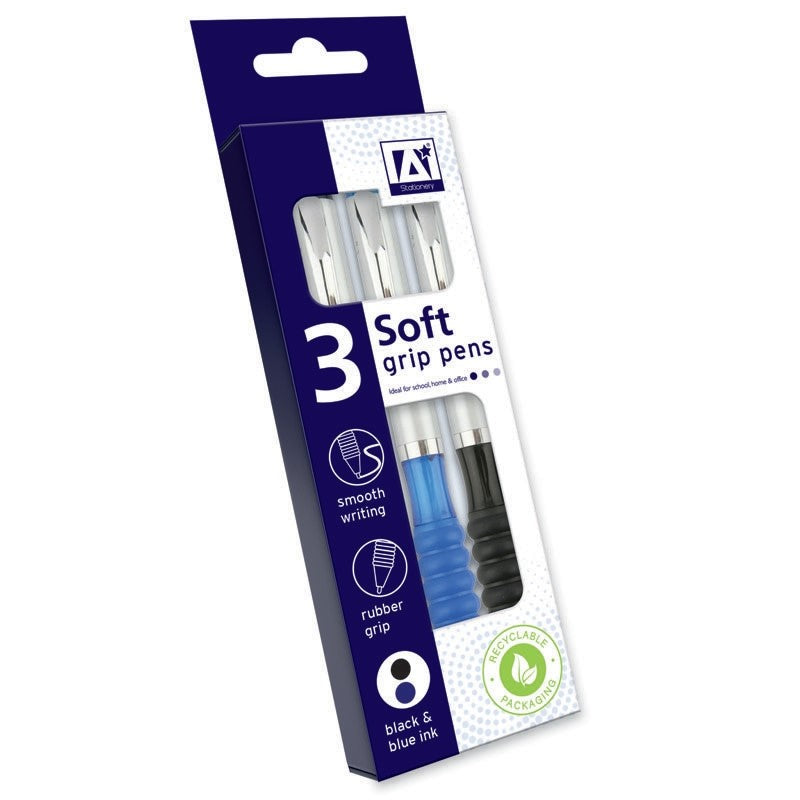 Pack of 3 Soft Grip Pens