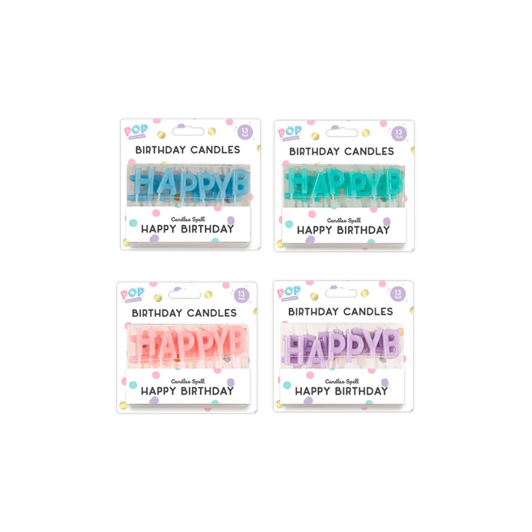 Pastel Happy Birthday Candles | 13Pcs