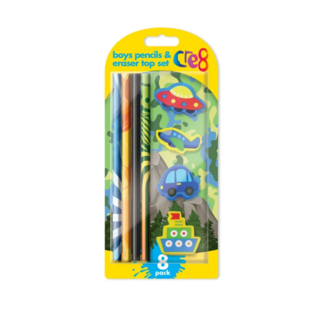 Boys Eraser With Pencil  | Pack of 8