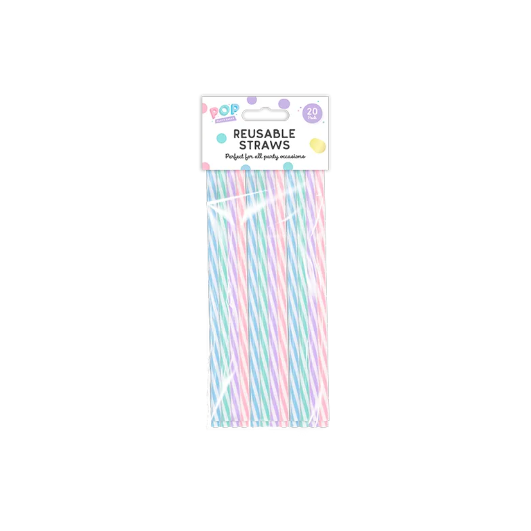 Pastel Reusable Straws  | 20 Pack