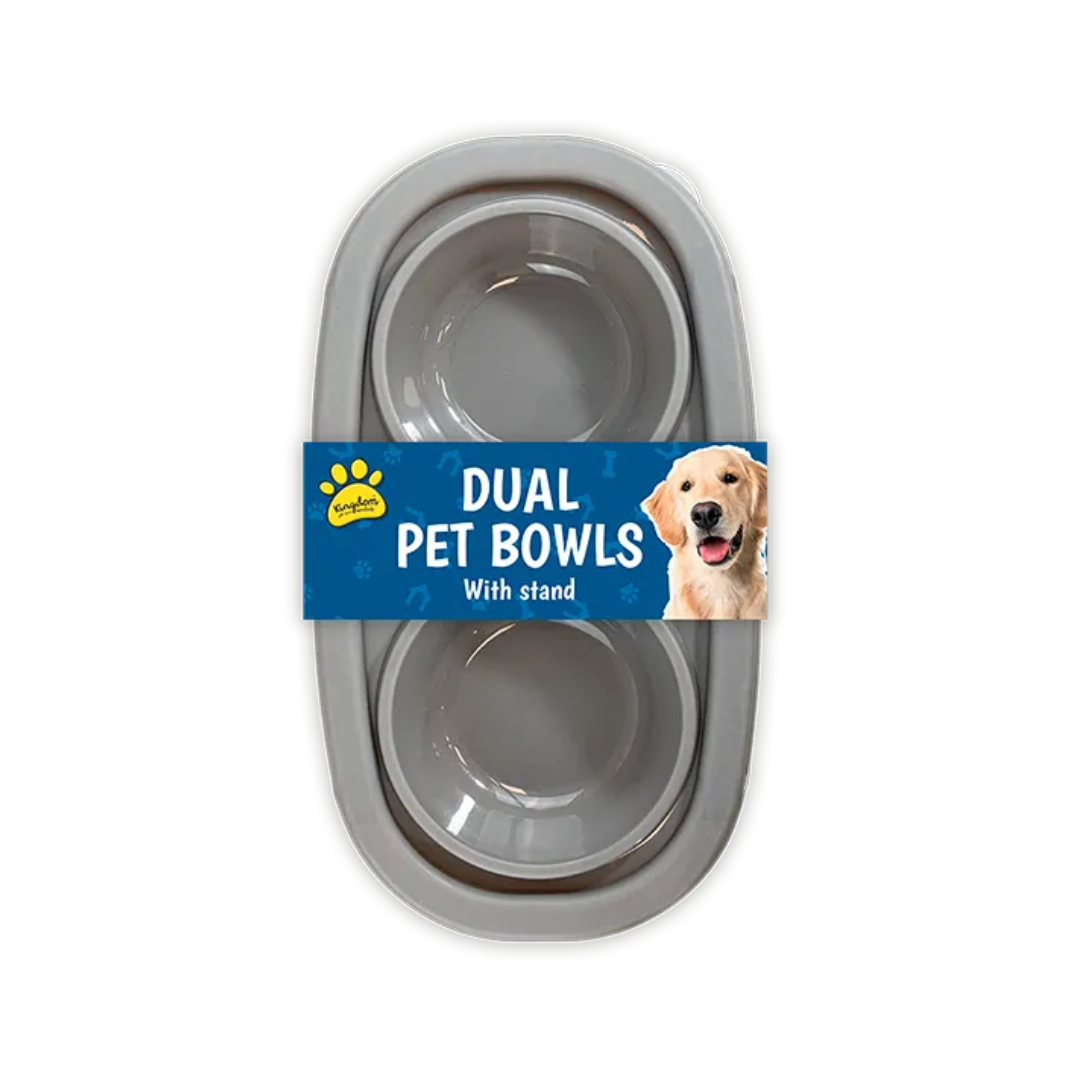 Dual Pet Bowls With Stands