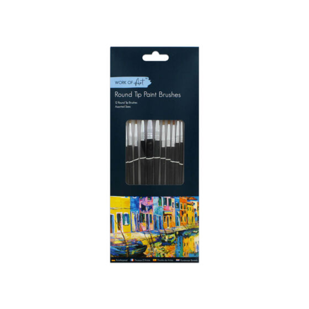 Round Tip Paint Brushes | 12 Assorted