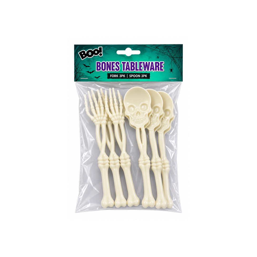 Plastic Bones Tableware | 6Pcs