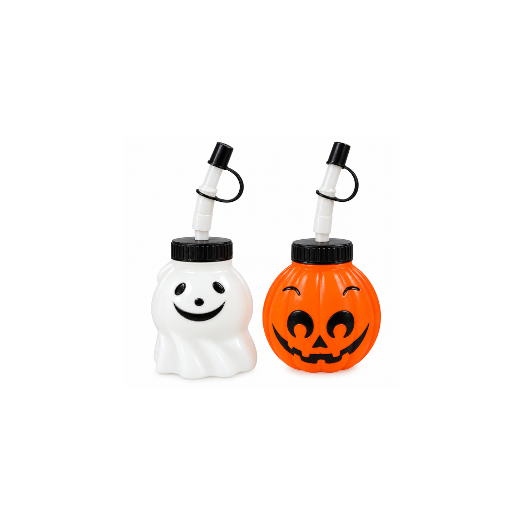 Mini Plastic Halloween Cup with Straw