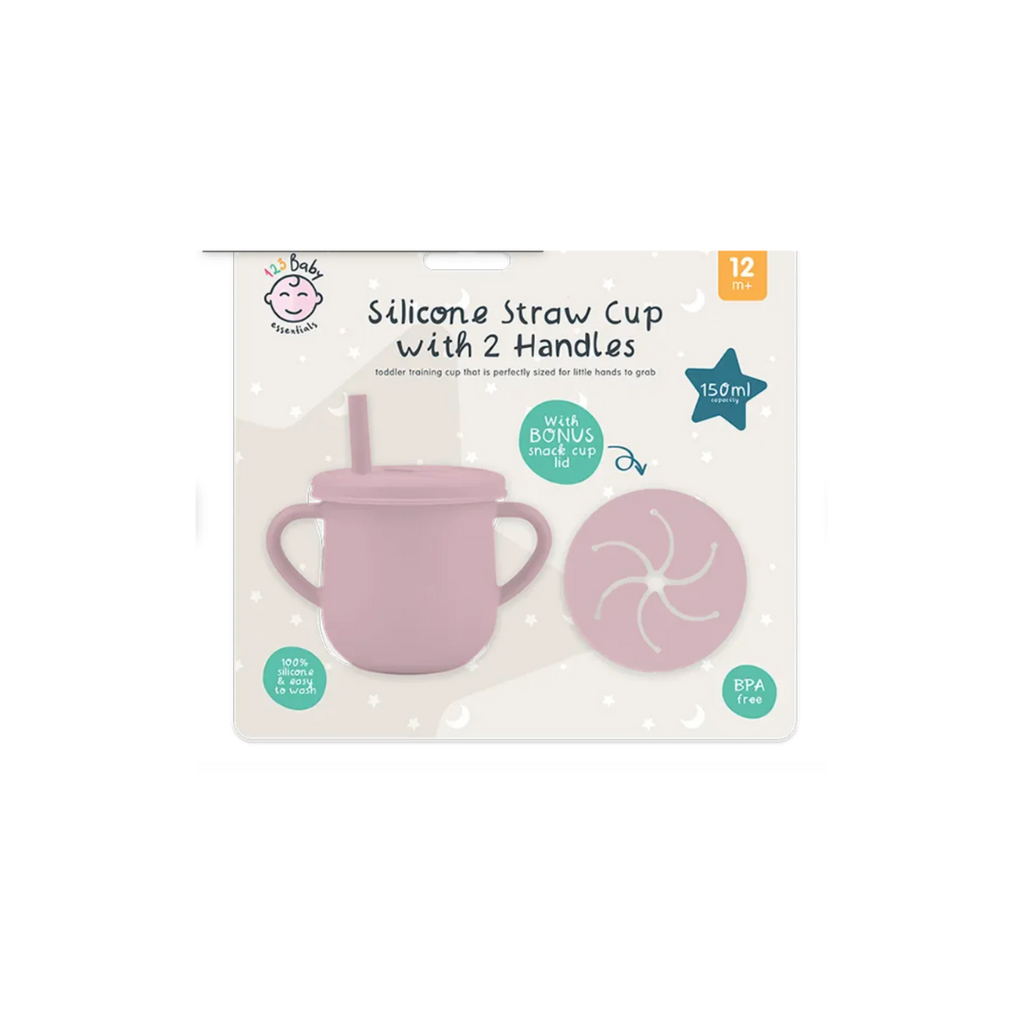 Silicone 2 Handle Straw Cup With Snack Cup Lid