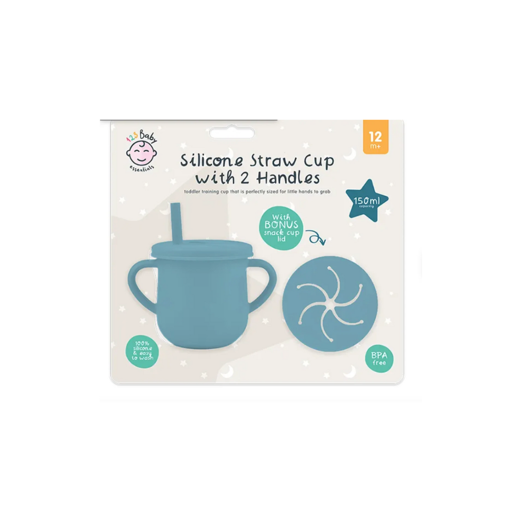 Silicone 2 Handle Straw Cup With Snack Cup Lid