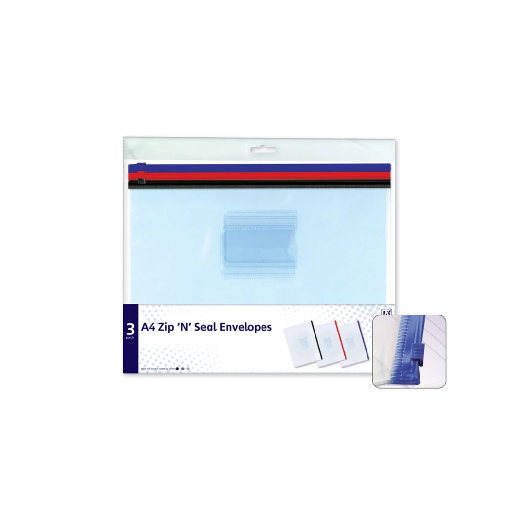 Zip n Seal Folders Clear Wallet & Pocket | 3 Pack