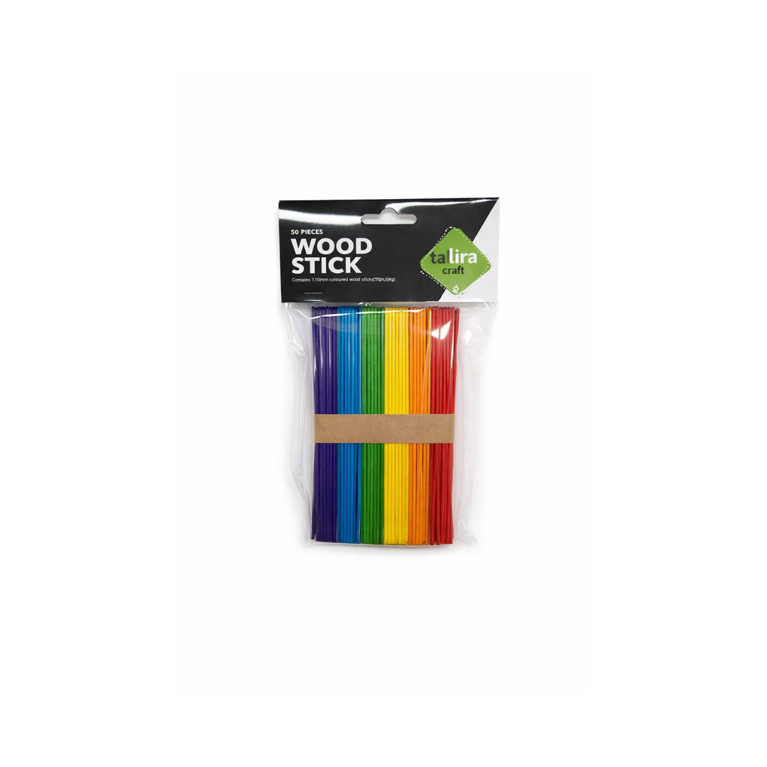Multi-coloured Wood Sticks | Pack of 50