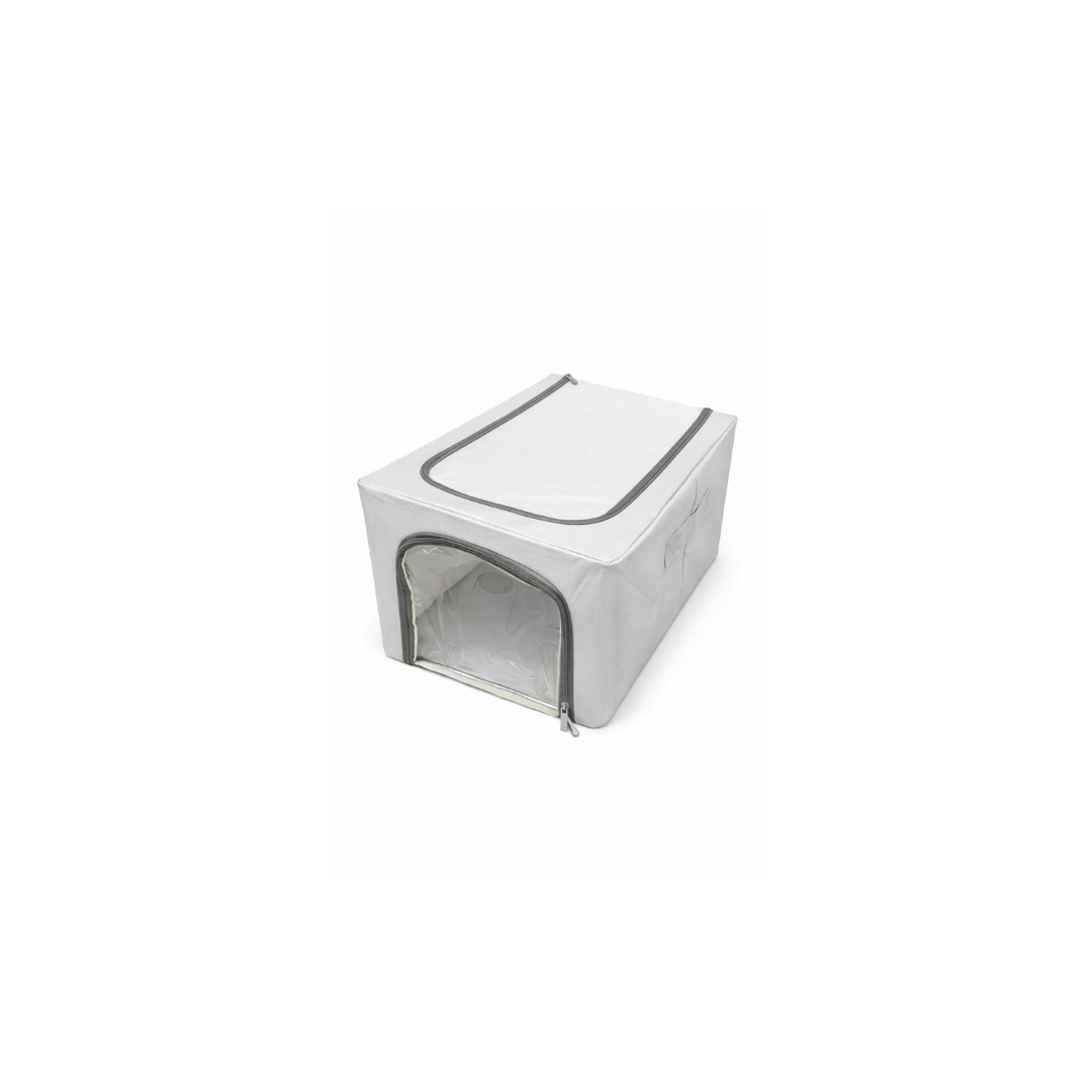 Plain Grey Foldable 1 Window Storage Box  | Small