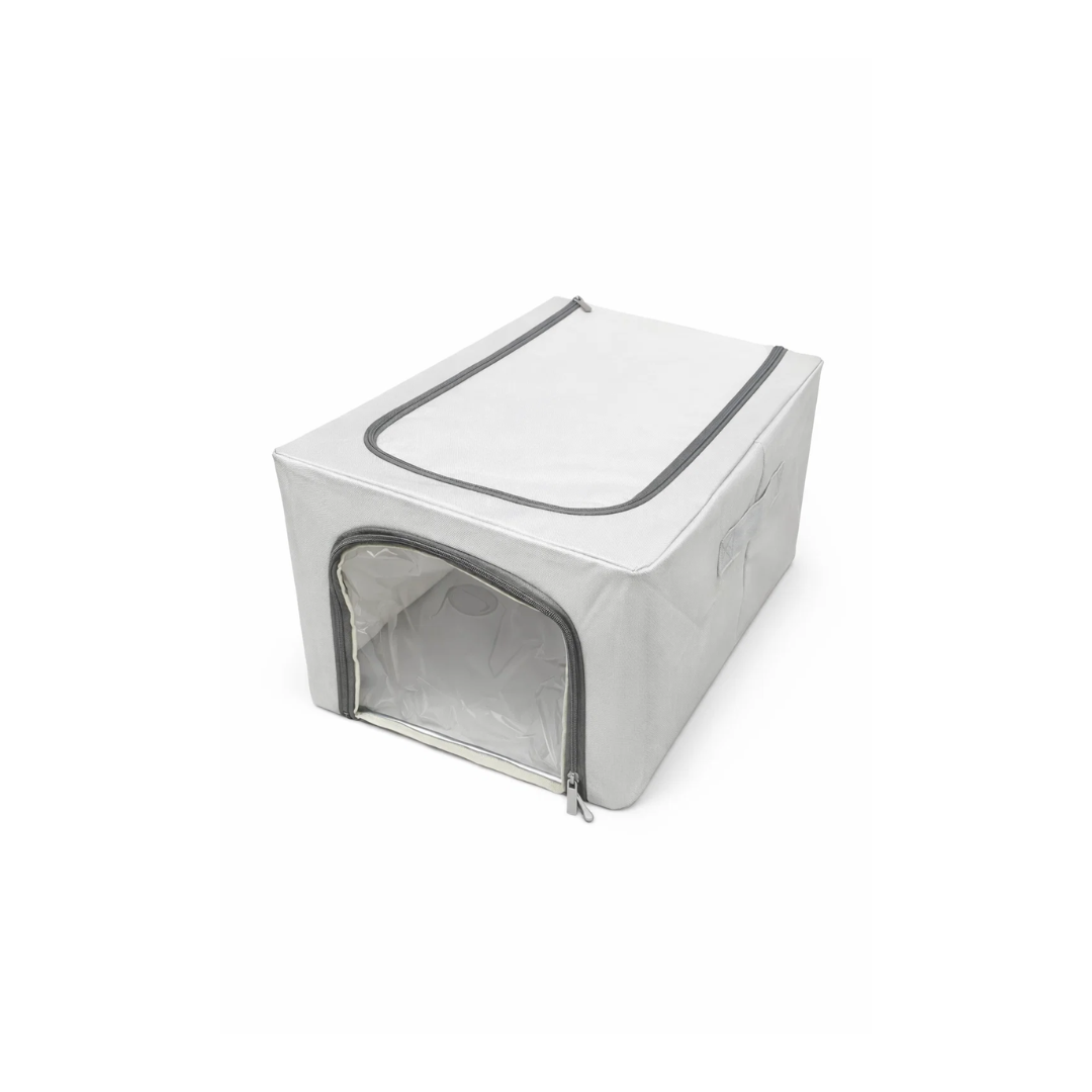Plain Grey Foldable 1 Window Storage Box  | Large