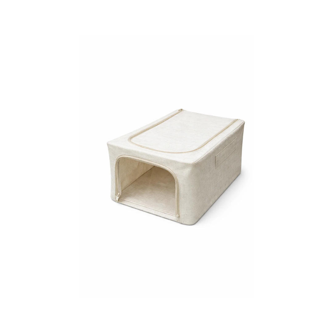 Beige Foldable 1 Window Storage Box  | Medium