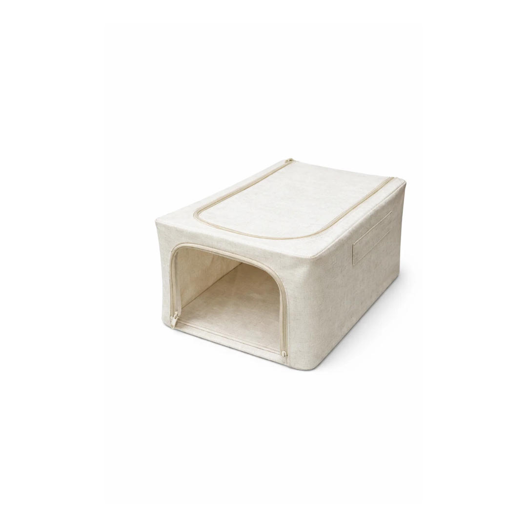 Beige Foldable 1 Window Storage Box  | Large