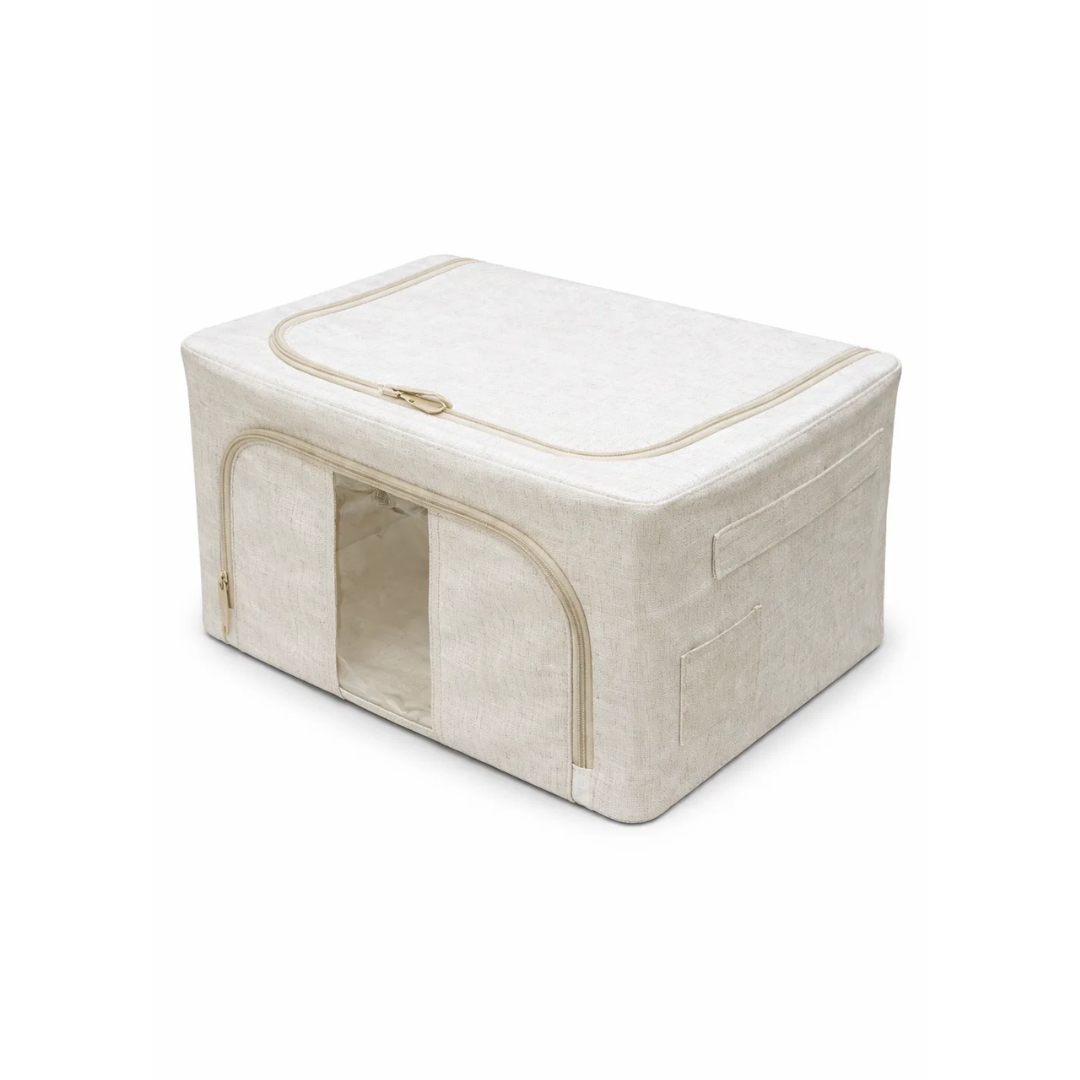 Beige Foldable 1 Narrow Window Storage Box  | Large