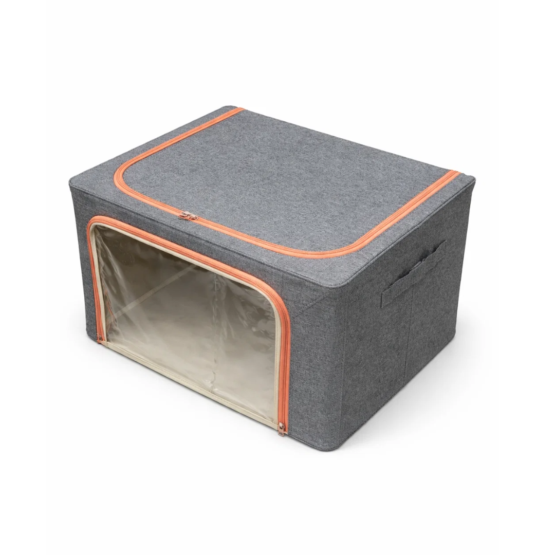 Plain Foldable Box 1 Window With Orange Zipper | Large