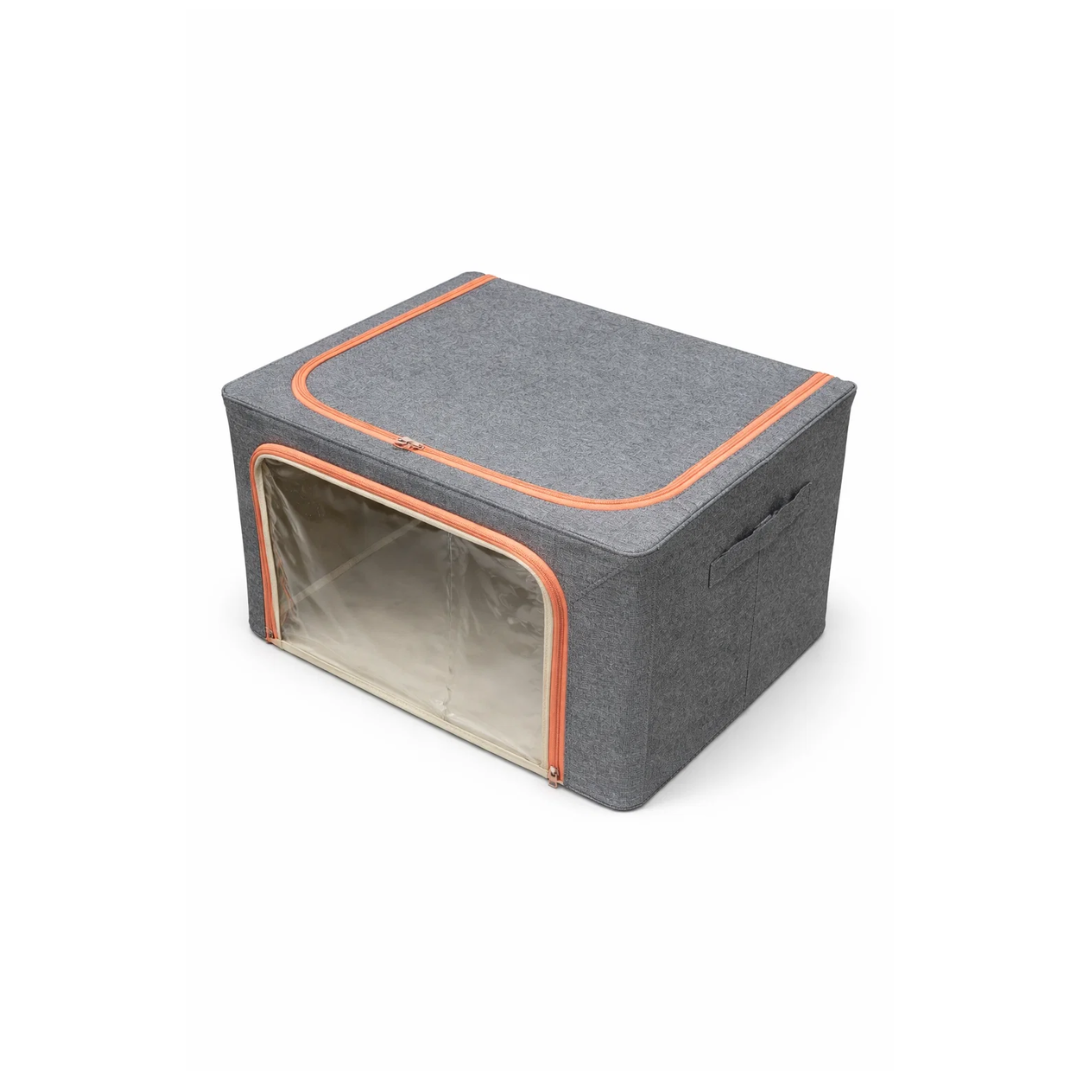 Plain Foldable Box 1 Window With Orange Zipper | Medium