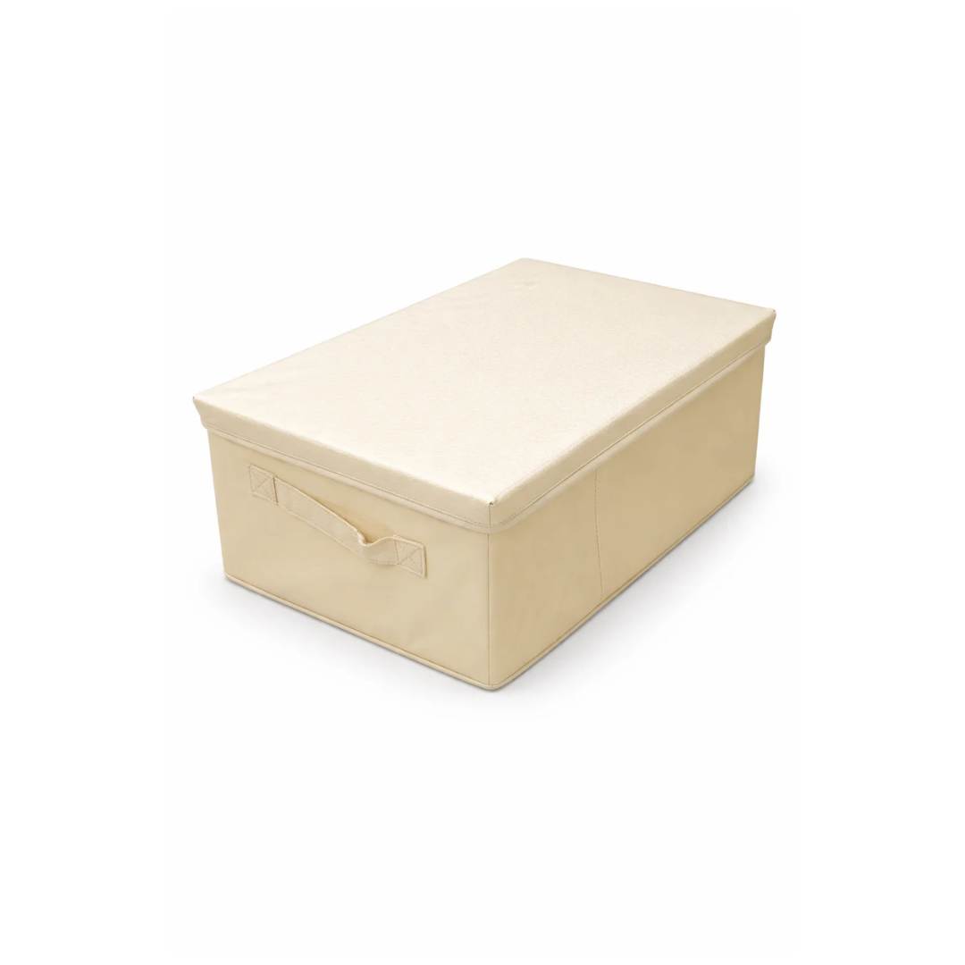 Cream Fabric Storage Box With Lid