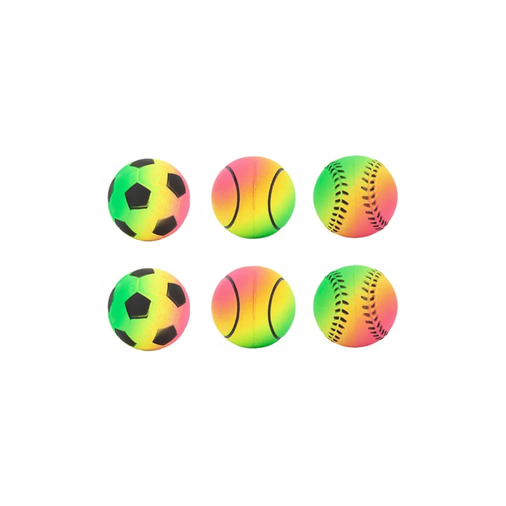 Rainbow Rubber Balls |  6 Pack