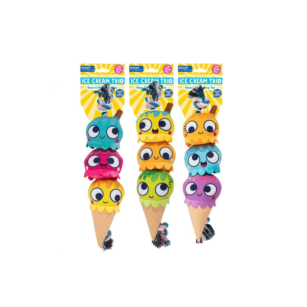 Ice Cream Trio Plush Rope Dog Toy