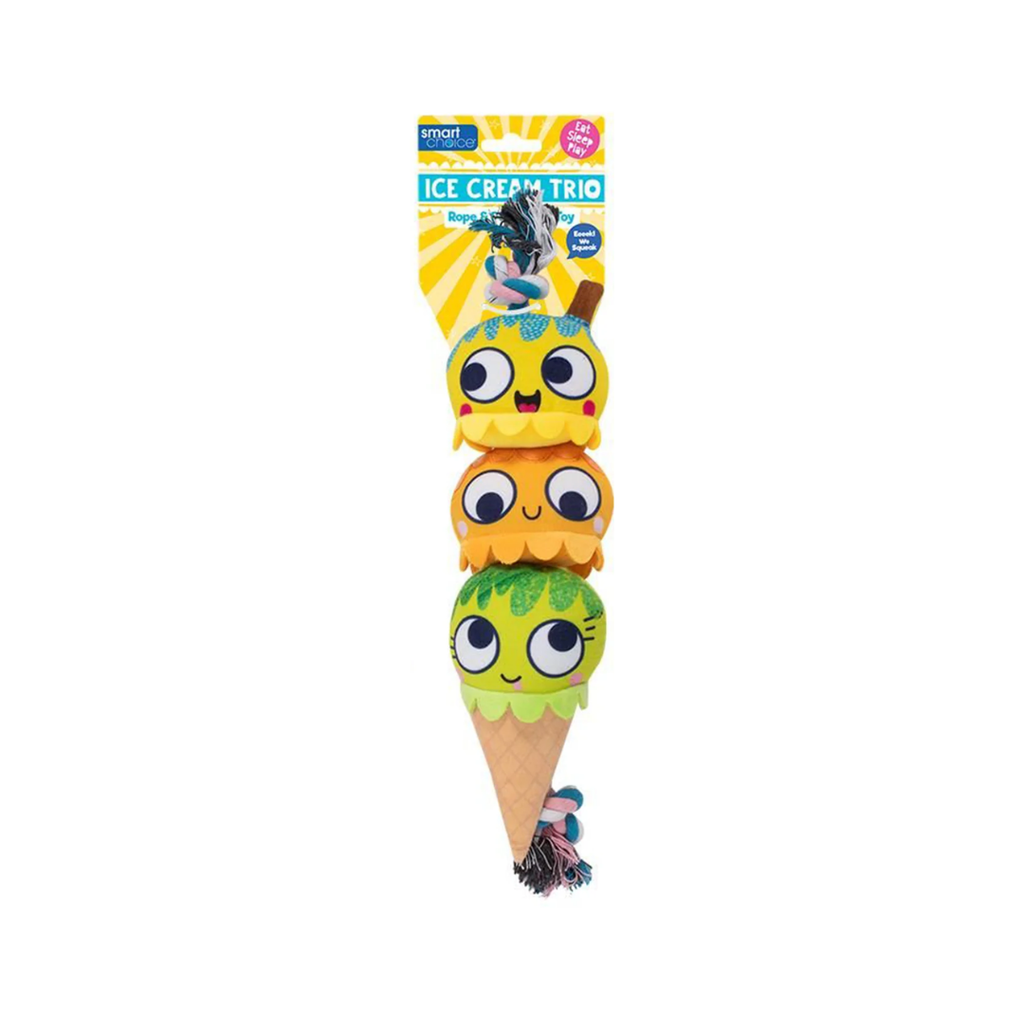 Ice Cream Trio Plush Rope Dog Toy