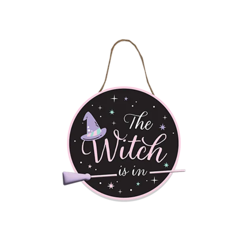 Hanging Witch Plaque with Broomstick