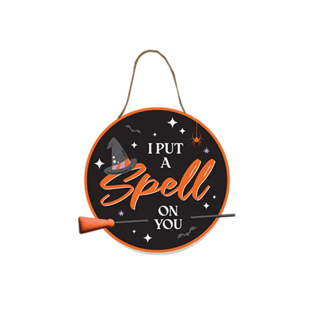 Hanging Witch Plaque with Broomstick