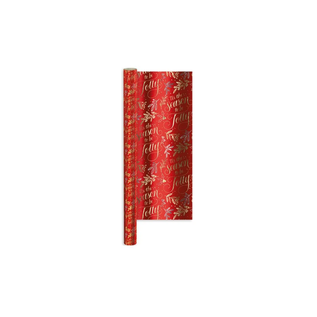 Red Christmas Wrapping Paper With Gold Text  | 1.5M