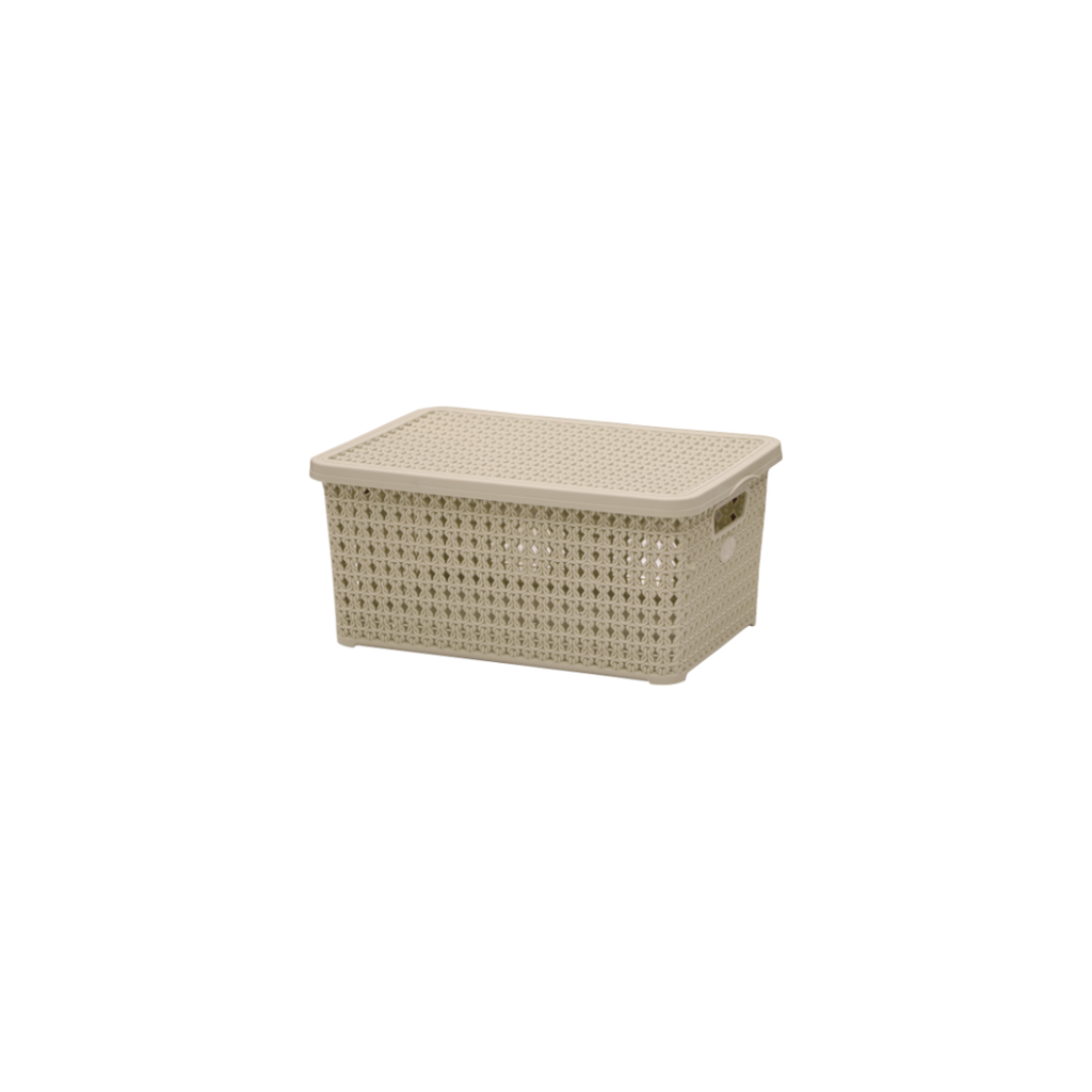 Storage Basket with Lid Knit Design | 10L