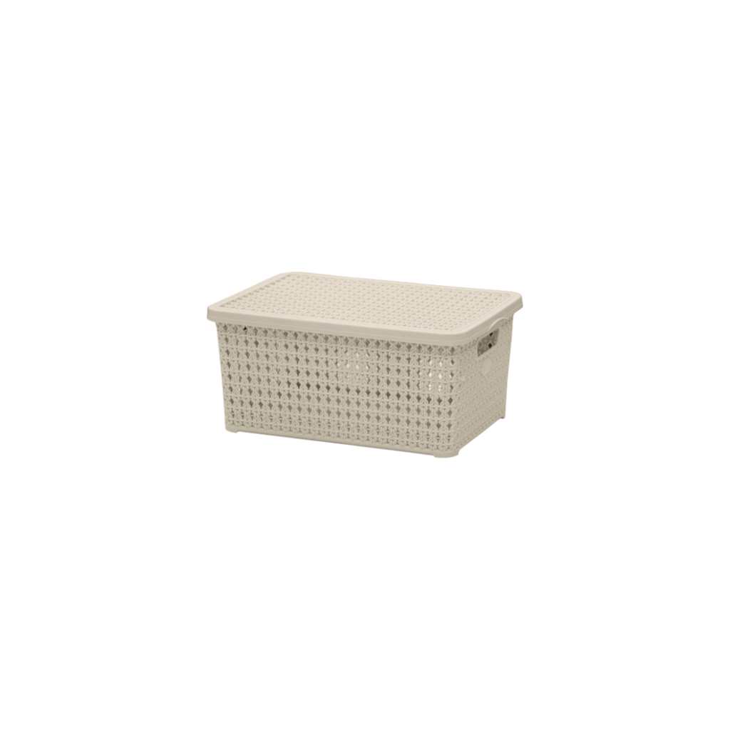 Storage Basket with Lid Knit Design | 10L