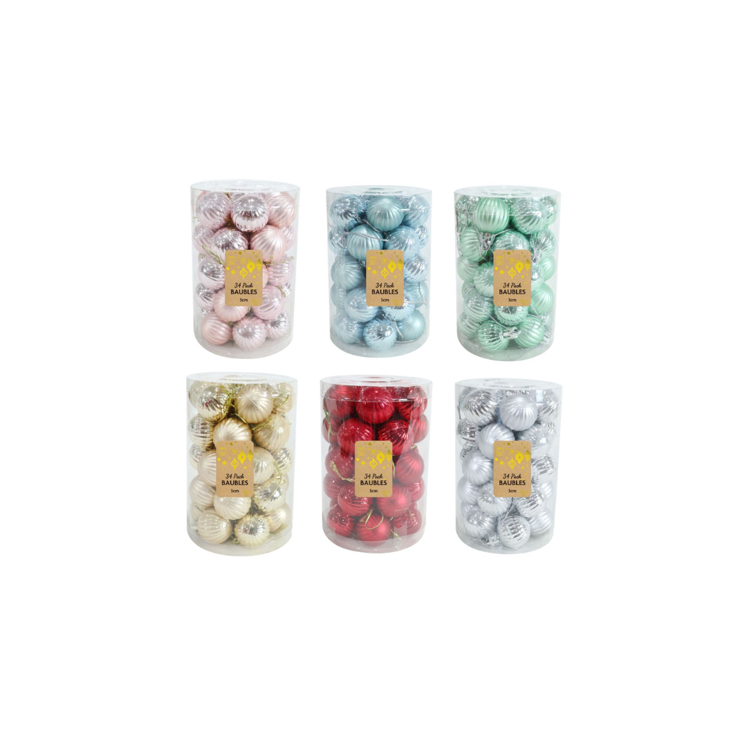 3CM Ribbed Baubles | 34Pcs