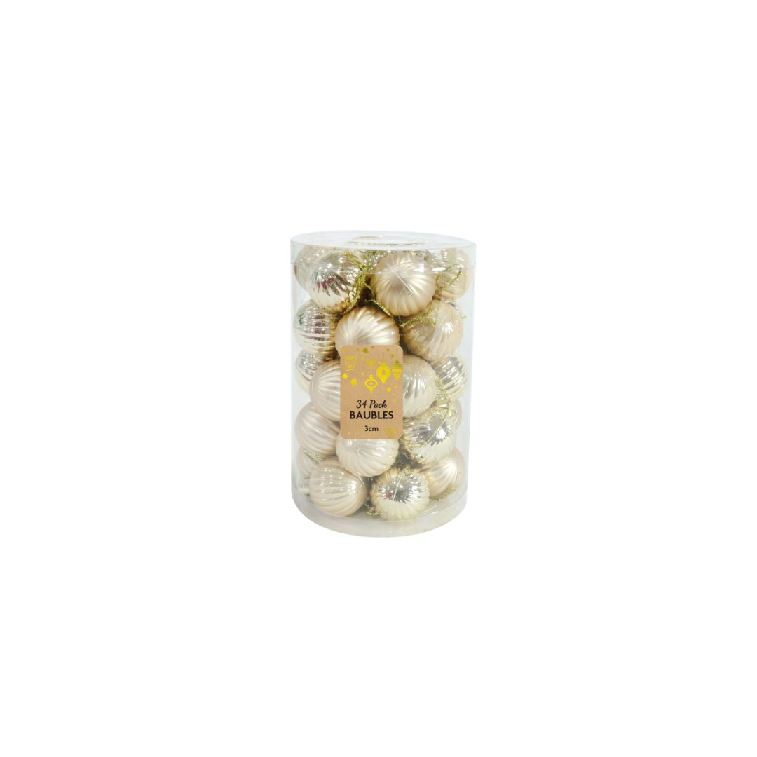 3CM Ribbed Baubles | 34Pcs
