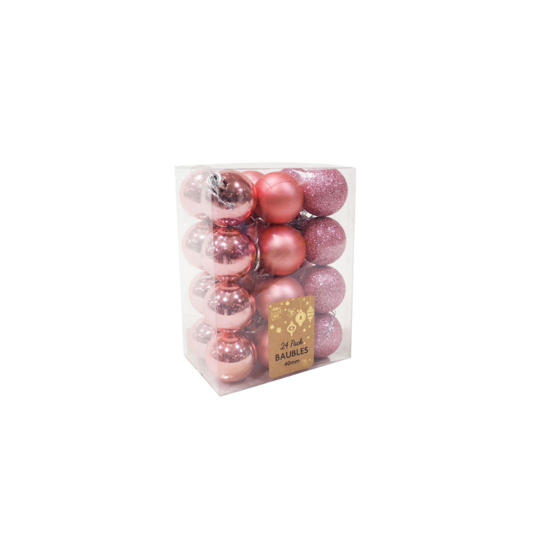 4CM Pink Baubles | 24Pcs