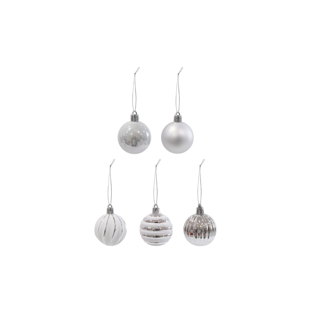 5CM Light Grey & White Baubles | 30Pcs