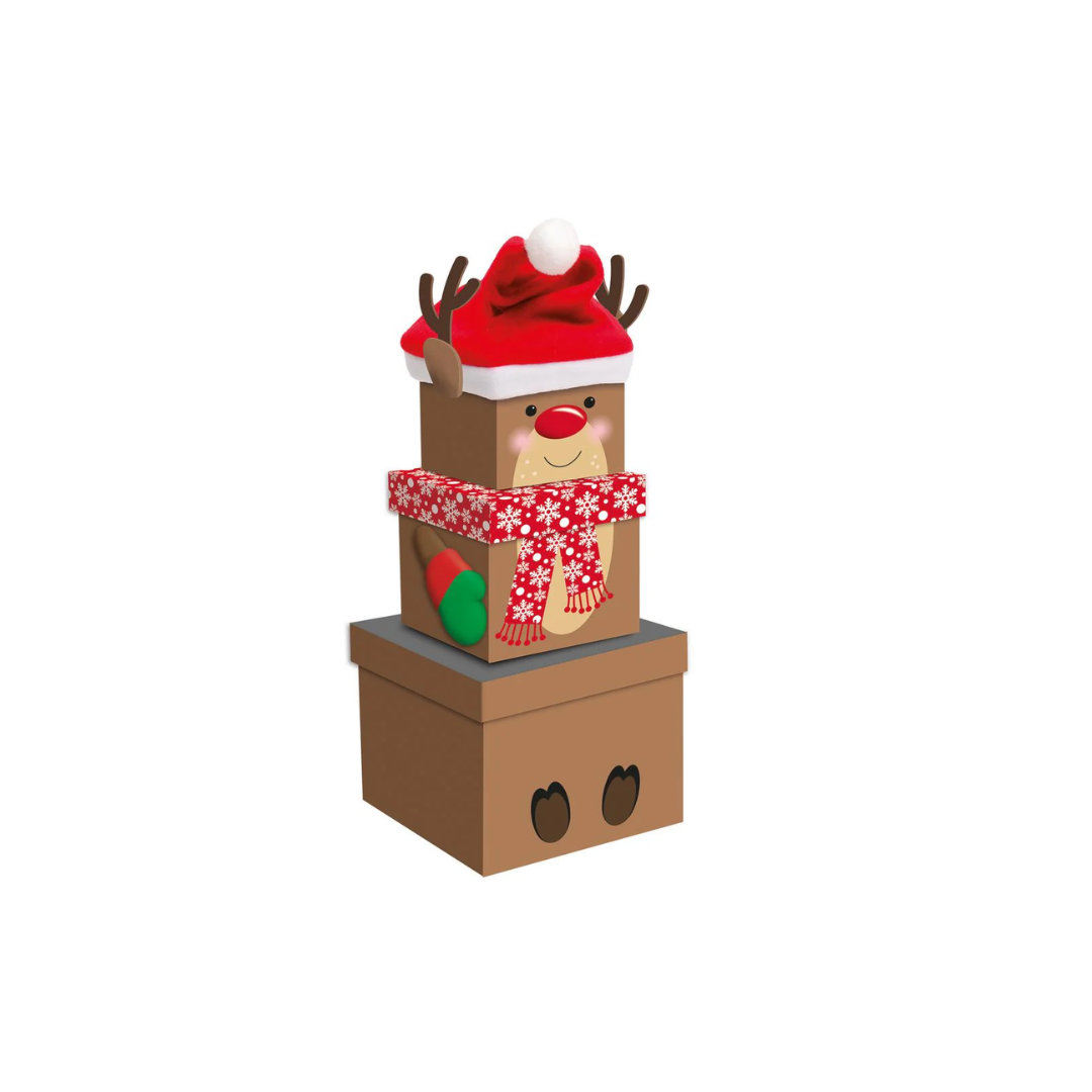 Christmas Reindeer Nested Boxes | 3Pcs