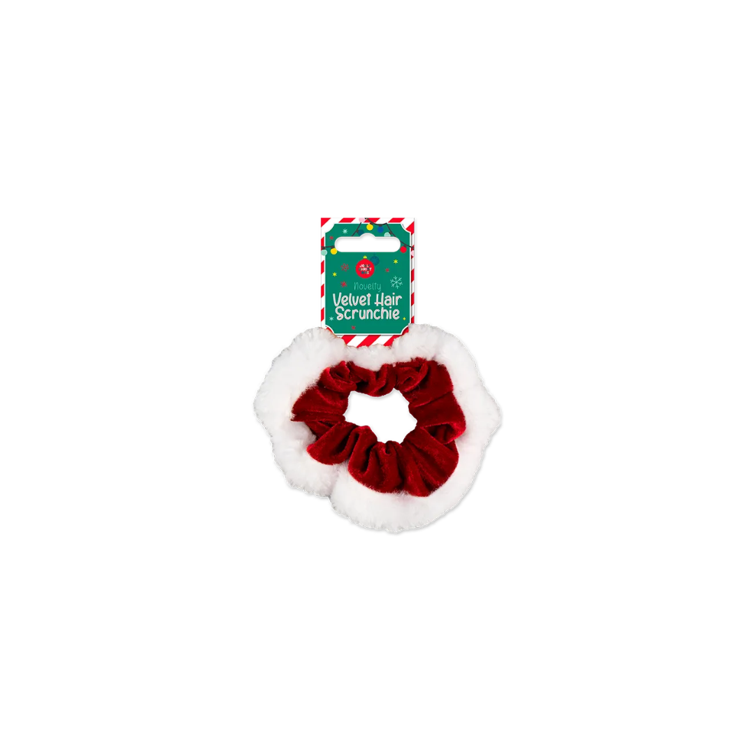 Christmas Velvet Hair Scrunchie with Trim